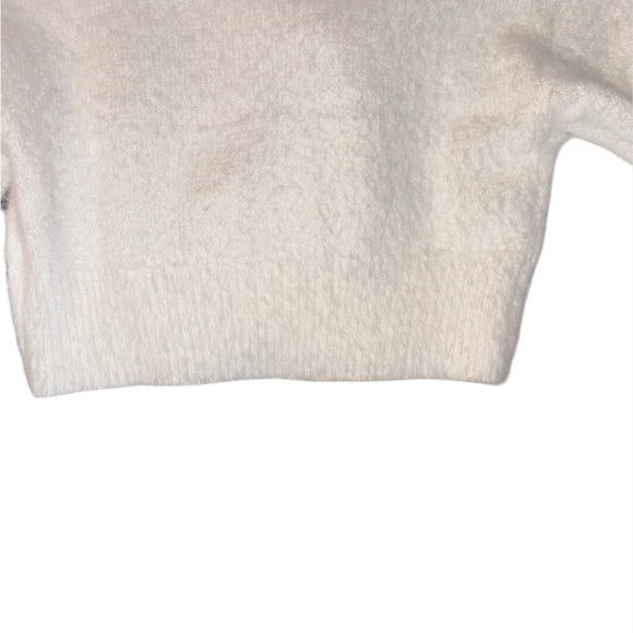 More To Come Valentina Cropped Cardigan Ivory Knit Fuzzy Button Up Size XS - Picture 7 of 8